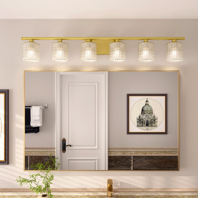 Vernice 6 - Light Bathroom Steel Dimmable Vanity Light, Brass Glitter