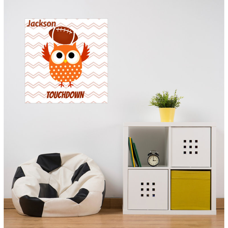 Décalcomanie murale personnalisée baseball hibou, H 20 po x l 20 po, Oui