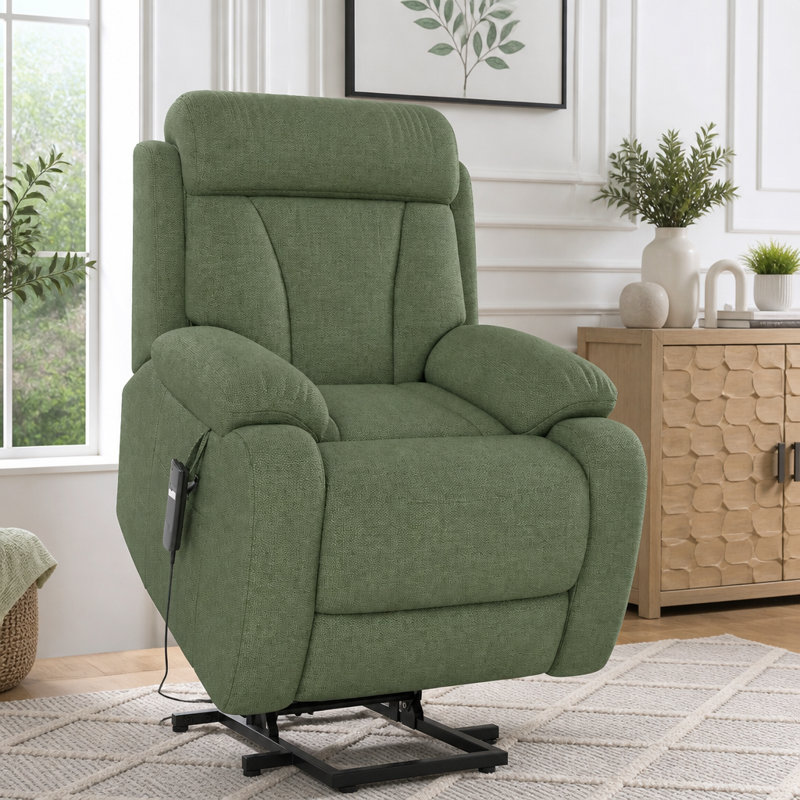 Fauteuil inclinable électrique Power Lift, Snowflake Velvet Fabric, Dark Green