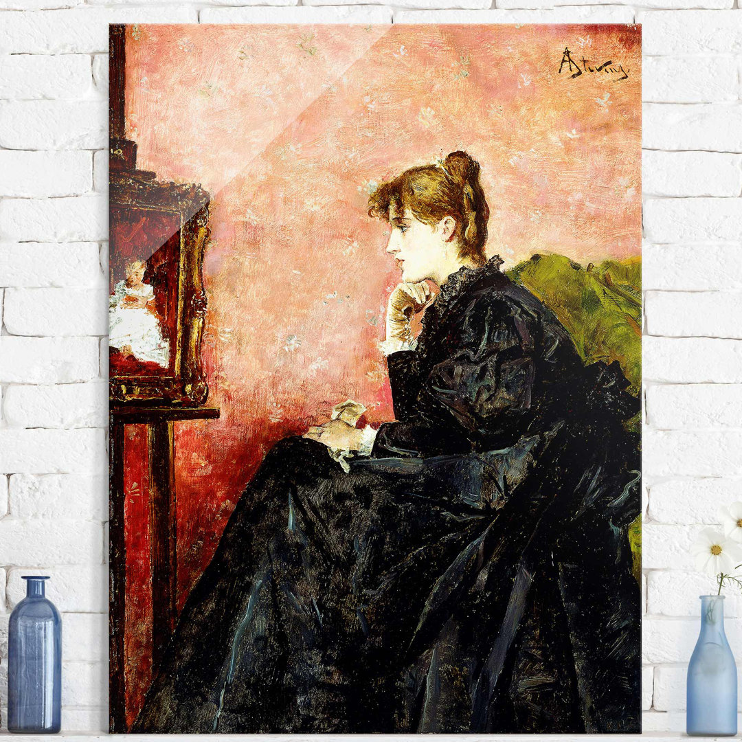 Glasbild Dame in Schwarz von Alfred Stevens