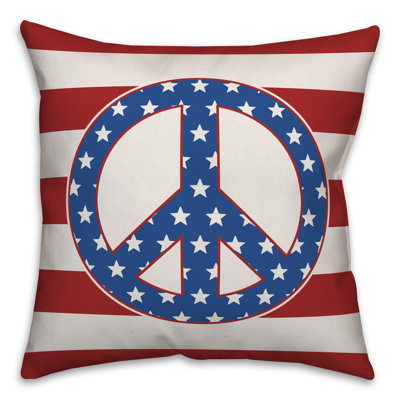  Coussin décoratif intérieur / extérieur Peace Sign Stars and Stripes