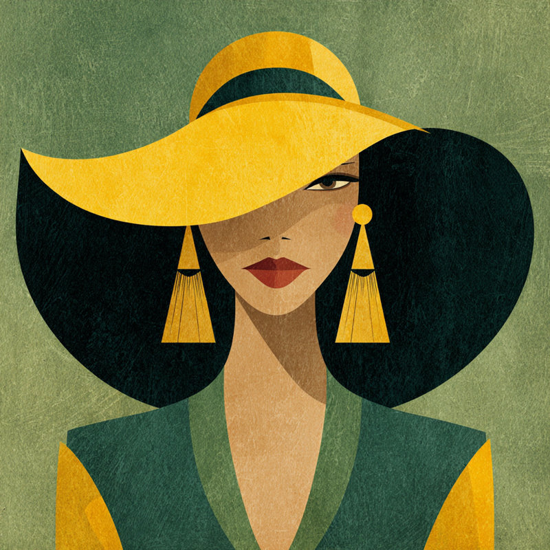 «Golden Hat I», art mural sur toile tendue, H 20 po x l 20 po