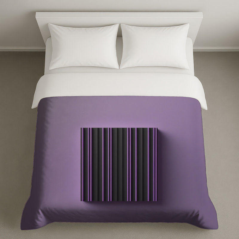 Black Purple Striped Rectangular Duvet Covers, Queen