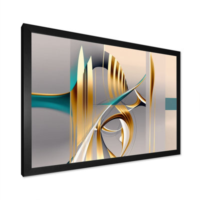 Minimal Gold Abstraction on Turquoise Horizon I - Print