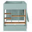 Lit mezzanine en bois, taille standard, avec étagères de rangement, échelle et tiroir sous le lit, lit d'appoint pour enfant, vert menthe et chêne naturel-2080313746