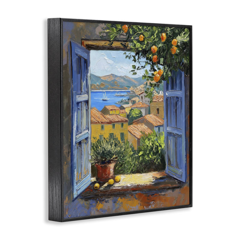  Art méditerranéen, estampe numérique encadrée par LSR Design Studio, Giclée encadrée noir minuit, H 14 po x l 11 po