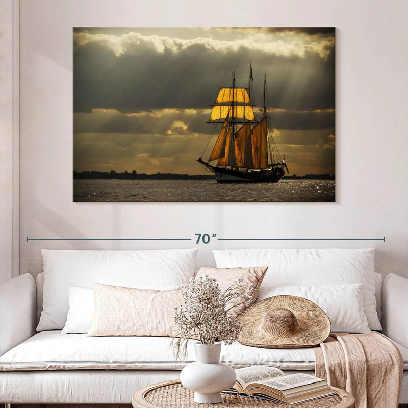 Mehar Sailing Ship On The Elbe, 34" H x 51" W