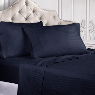 Gisla Deep Pocket 400 Thread Count Striped Egyptian-Like Cotton Sheet Set 