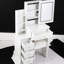 Table de meuble-lavabo blanche à gauche, avec miroir à DEL tactile, luminosité réglable et 3 options de couleur, tabouret rembourré inclus, convient aux petites pièces et