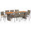 8 - Person Acacia Patio Dining Set with Rectangular Table