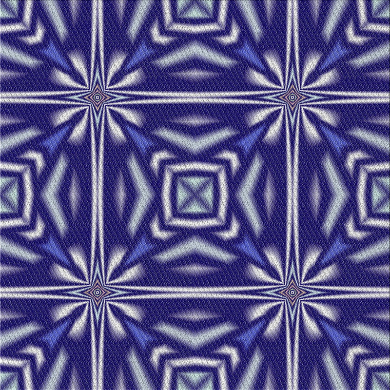 Tapis bleu/ivoire tissé à la machine, Carré 5 pi