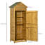 Natural Wood Effect Wooden Garden Storage Shed | 2 Door Utility Cabinet With 3 Shelves For Gardener Tools, 191.5Cm Tall