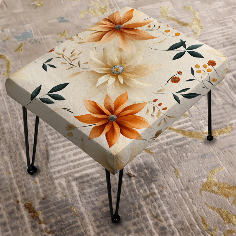 Earthy Mandala Boho Pattern III - Floral Rectangle Ottoman
