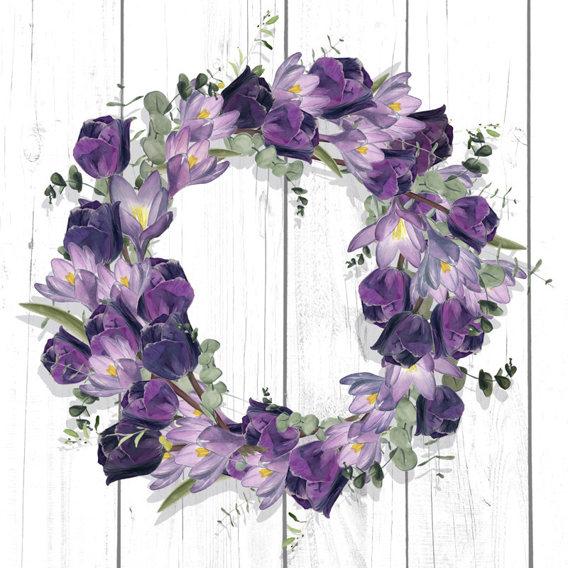 Purple Tulip Wreath I by Jennifer Paxton Parker - Wrapped Canvas Print, 51cm H x 51cm W