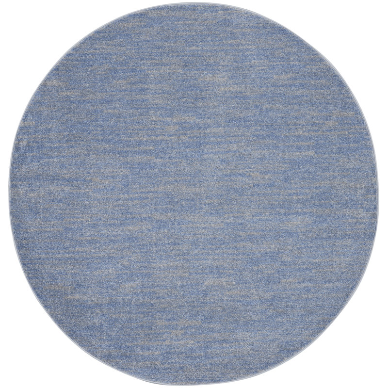 Nourison Essentials Blue/Gray Indoor/Outdoor Area Rug, Round 6'