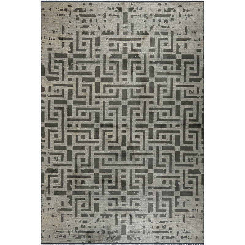 Rapture Beige Gray Geometric Luxury Area Rug, Rectangle 7'10" x 11'2"