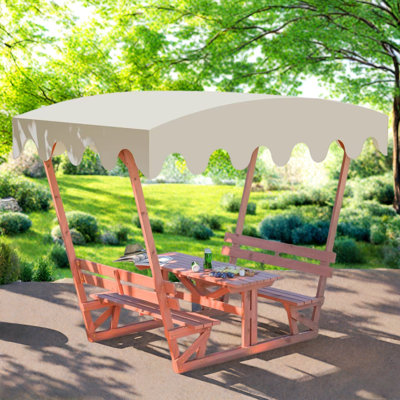 Outdoor Waterproof Picnic Table With Removable Canopy And Generous Tabletop