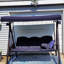 Balancelle de luxe à 3 places avec support et porte-gobelets, avec auvent et oreiller inclus, bleu marine Deluxe-2039822771-2086529867-2115565062