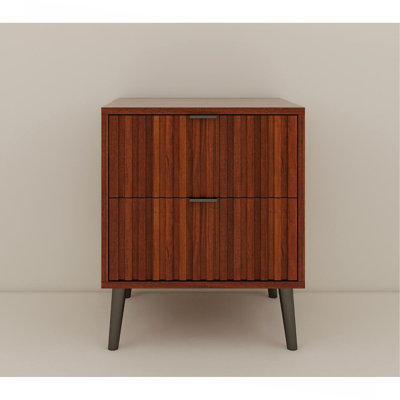Wooden Nightstand With 2 Drawers