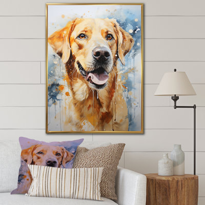 Dog Labrador Dreams - Dog Framed Canvas Print Wall Art