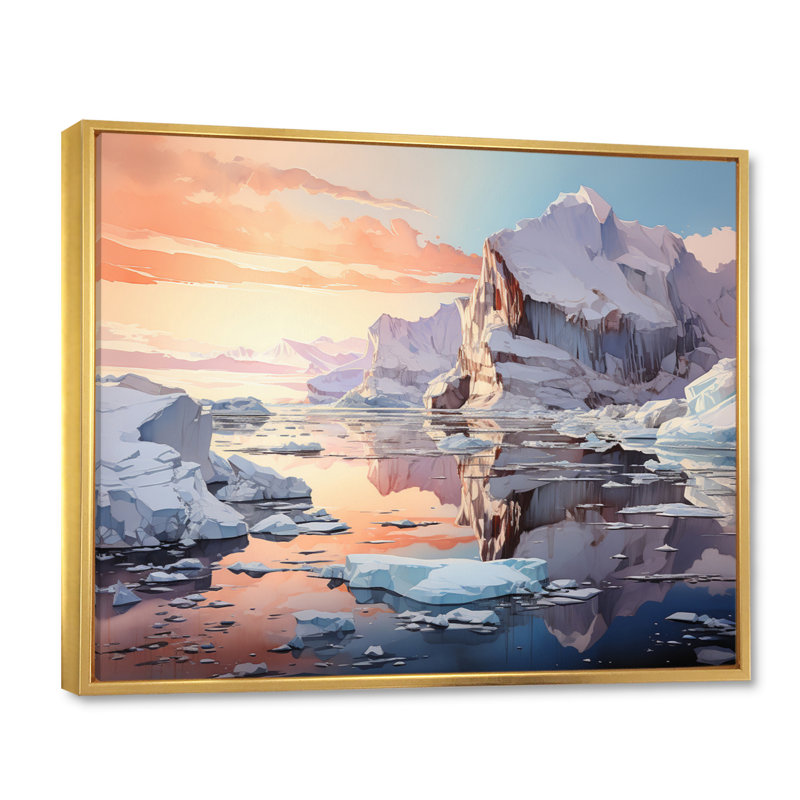 Bardh Antartica Sublime Solitude Mute, reproduction sur toile, H 16 po x l 32 po x P 1 po, Cadre flottant doré