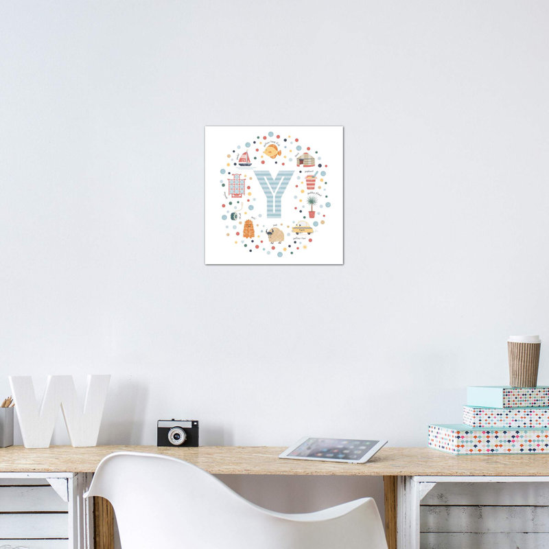Lettre Y - reproduction d'impression, Toile tendue, H 12 po x l 12 po x P 0,75 po, Pas de tapis