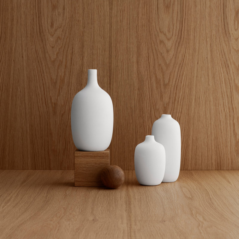Vase de table en céramique CEOLA 8,3 po, Blanc