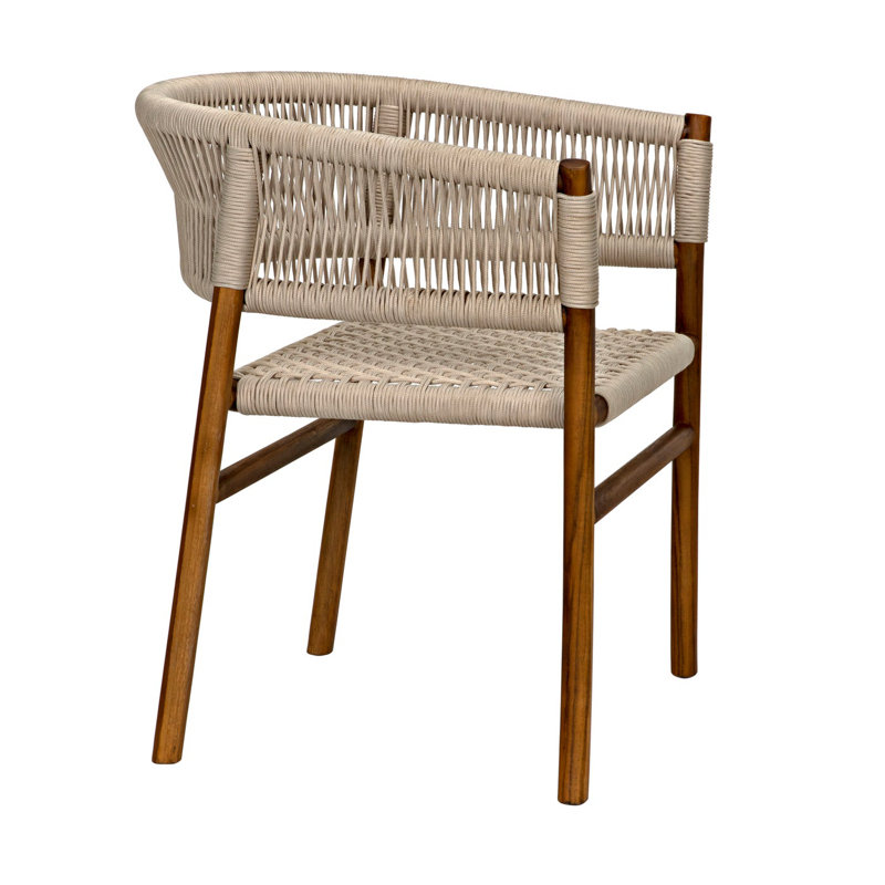 Conrad Handcrafted Teak Wood and Rope Armchair in Brown