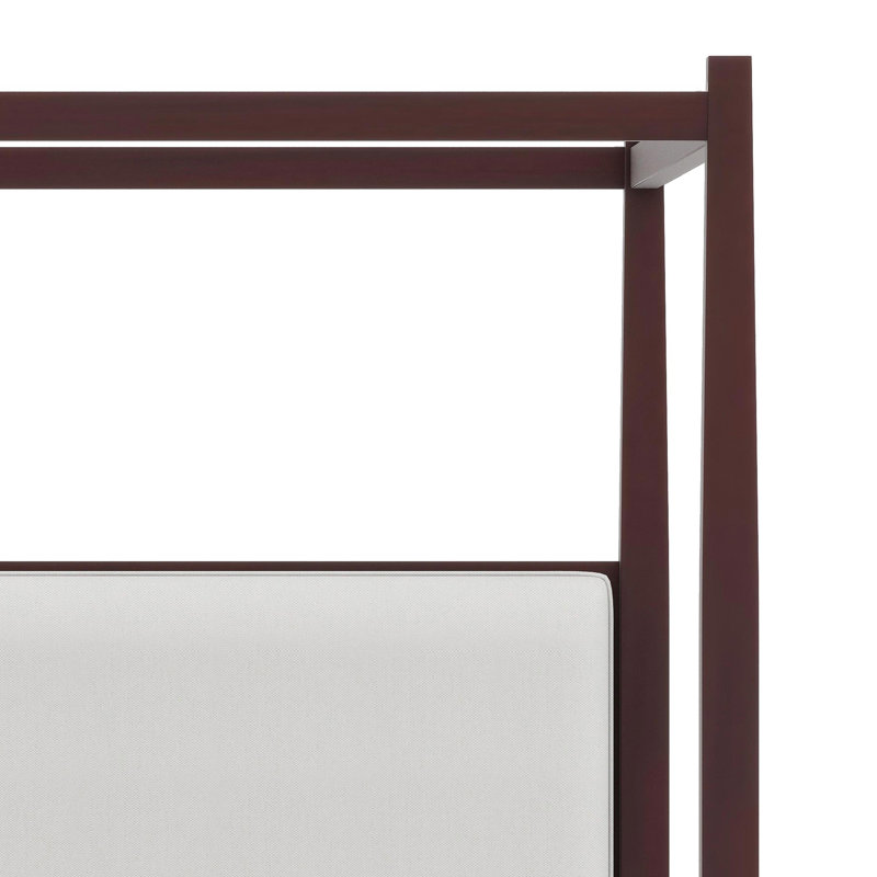 Tête de lit à baldaquin rembourré avec base plateforme et pieds de support, Espresso