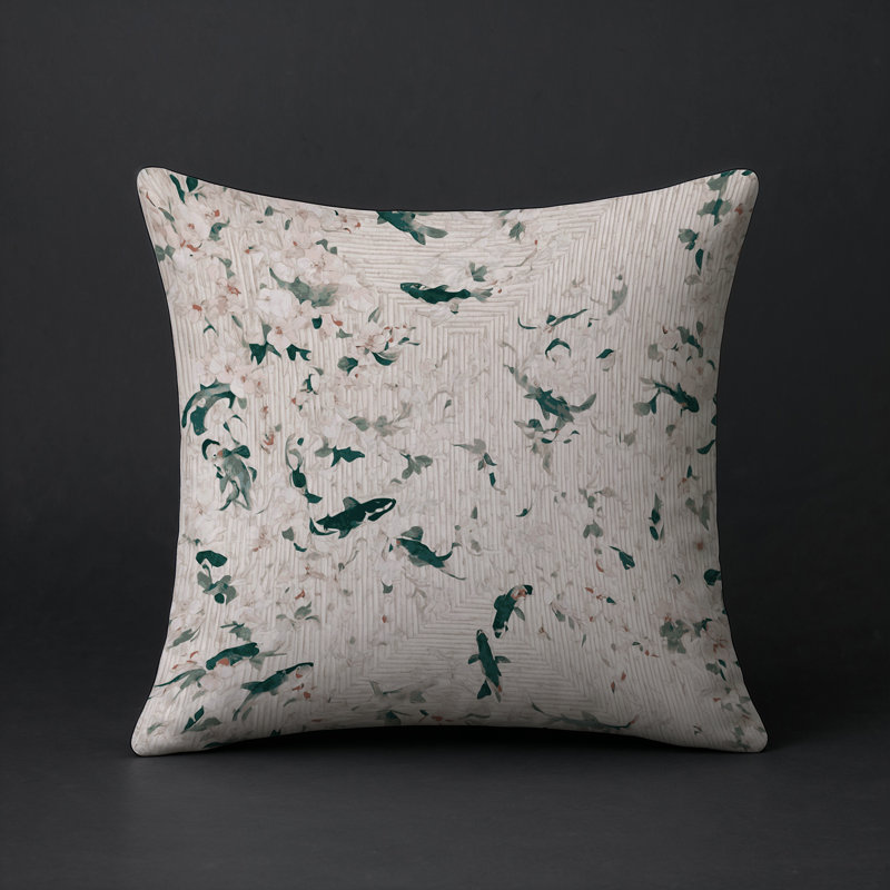 Coussin décoratif intérieur et extérieur Modern, Gris floral 6, Carré 16 po