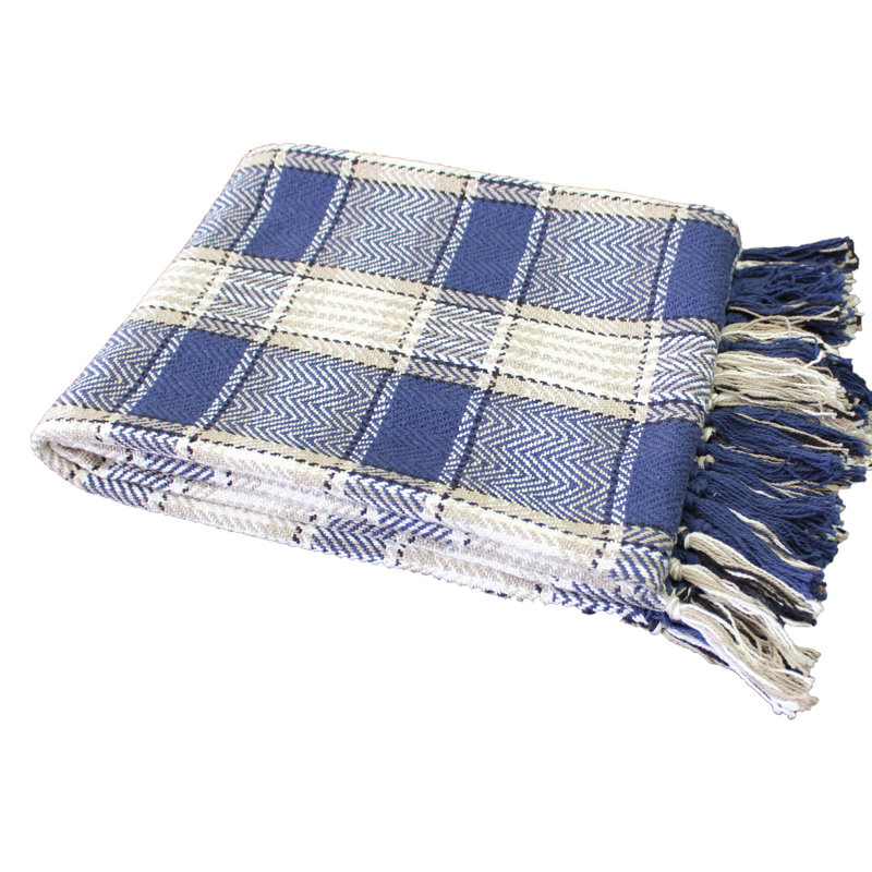Jeté en coton Highland, Bleu