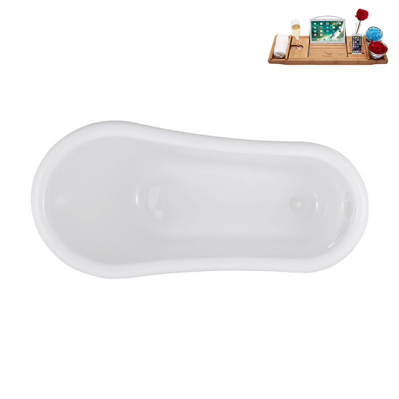 53.1'' x 25.6'' Soaking Acrylic Bathtub, Glossy White, Glossy White