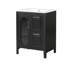 Meuble-lavabo de salle de bain noir en bois massif et armoire avec lavabo en céramique et deux tiroirs pour un rangement stratégiquement structuré-872083735