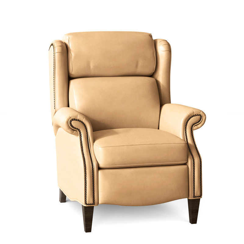 Miller Recliner, Aline Fumo Genuine Leather, Cobblestone, Natural