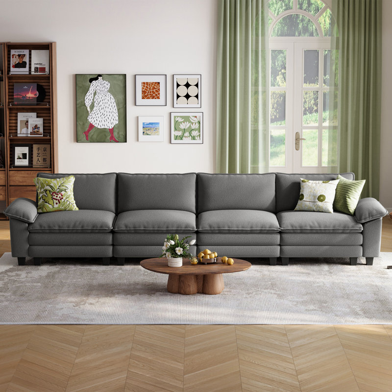 Canapé modulaire rembourré 157,5 po Colbey, Gris, 34.64'' H x 157.48'' W x 34.64'' D