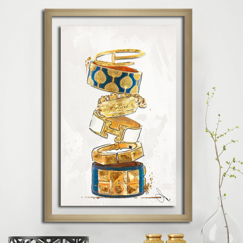 « pure gold », impression sur toile, H 27,5 po x l 21,5 po x P 0,75 po, Encadrement champagne