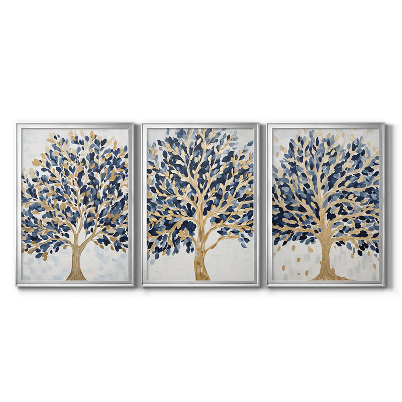 LANDSCAPES Series CLXV - Toile tendue avec châssis sur mesure - 3 pièces, H 30 po x l 63 po, Argent argent