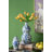 Porcelain Double Gourd Vase with Cherry Blossom Patterns - 7"Dia. x 13.5" - Blue/Green/White