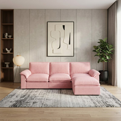 Canapé modulaire en L modulaire en chenille avec sièges profonds pour salon