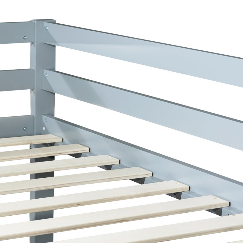 Twin Over Loft Bed Grey - Crafted From Solid Rubber Wood And Provided With A For Easy Access Wooden With Convenience, Gray