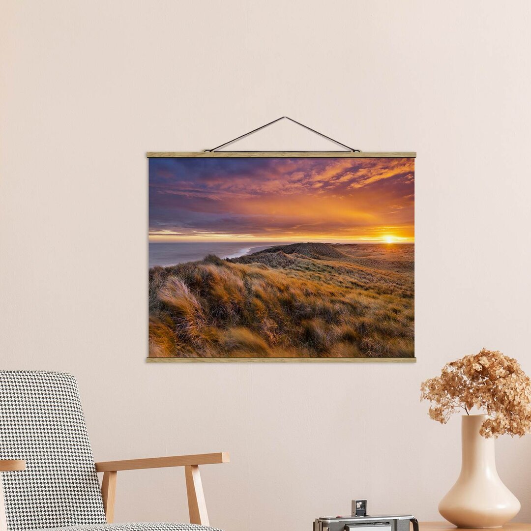 Stoffbild Mit Posterleisten - Sonnenaufgang Am Strand Auf Sylt - Querformat 3:4