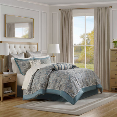 12 Piece Comforter Set With Cotton Bed Sheets Teal King