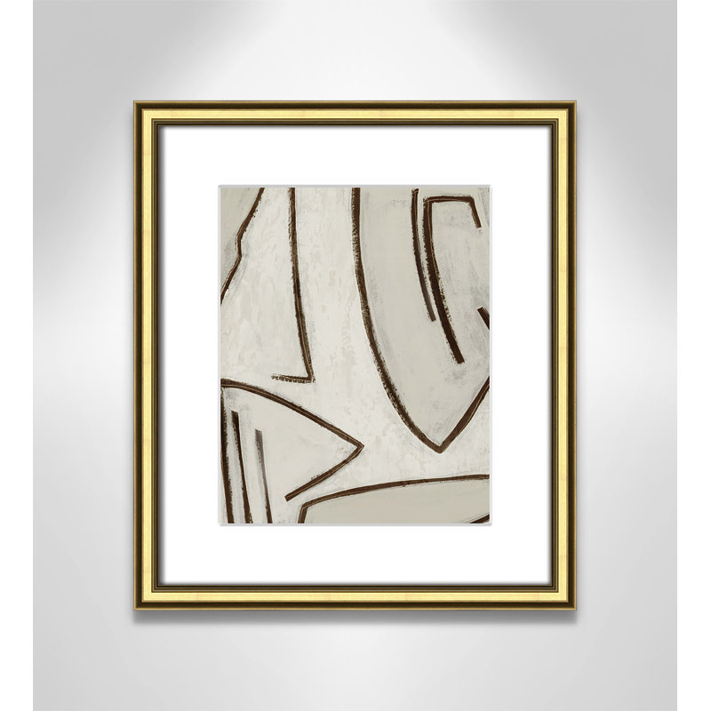 Dessin au trait - Peinture encadrée, Encadrement doré, L 14,25 po x H 16,25 po