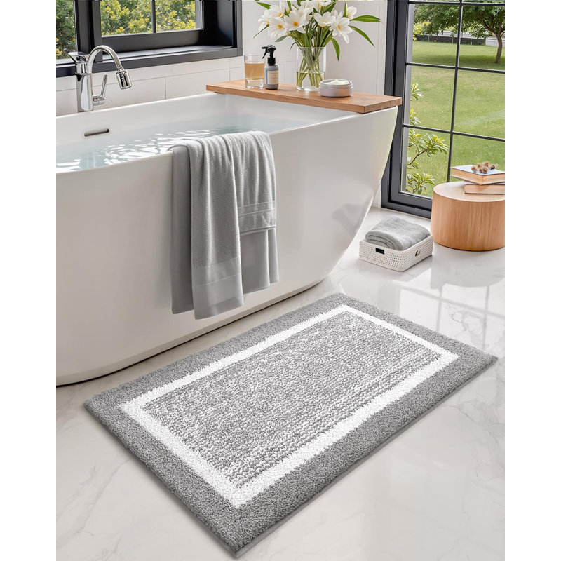 Ayleigh Non-Slip Bath Rug, Single - 20" W x 32" L, Light Gray