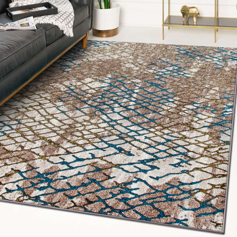 Tapis d'intérieur / extérieur beige Marlette, 8 pi x 10 pi