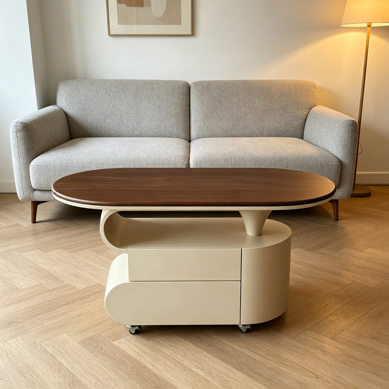 Onorato, 19.68" H x 39.37" W x 19.68" D, Walnut Top/Black/White Base