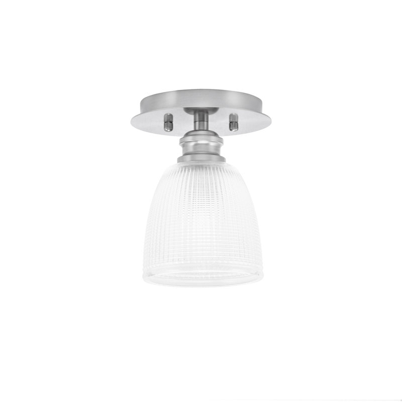 Edge 1 Light Semi-Flush Shown With 5" Clear Ribbed Glass, Brushed Nickel