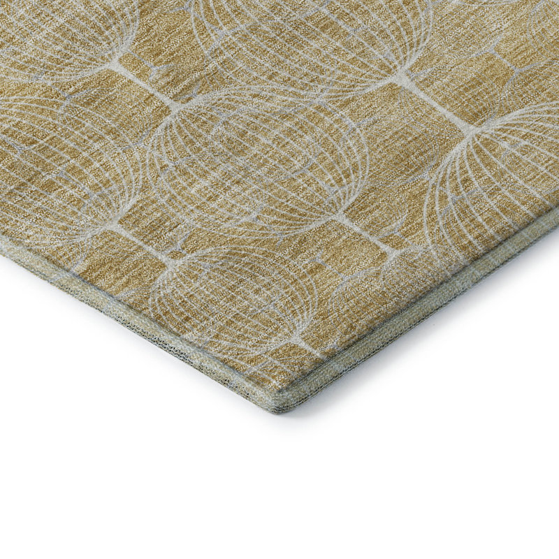Premium Machine Washable Prisco Gold Rug, Rectangle 8' x 10'