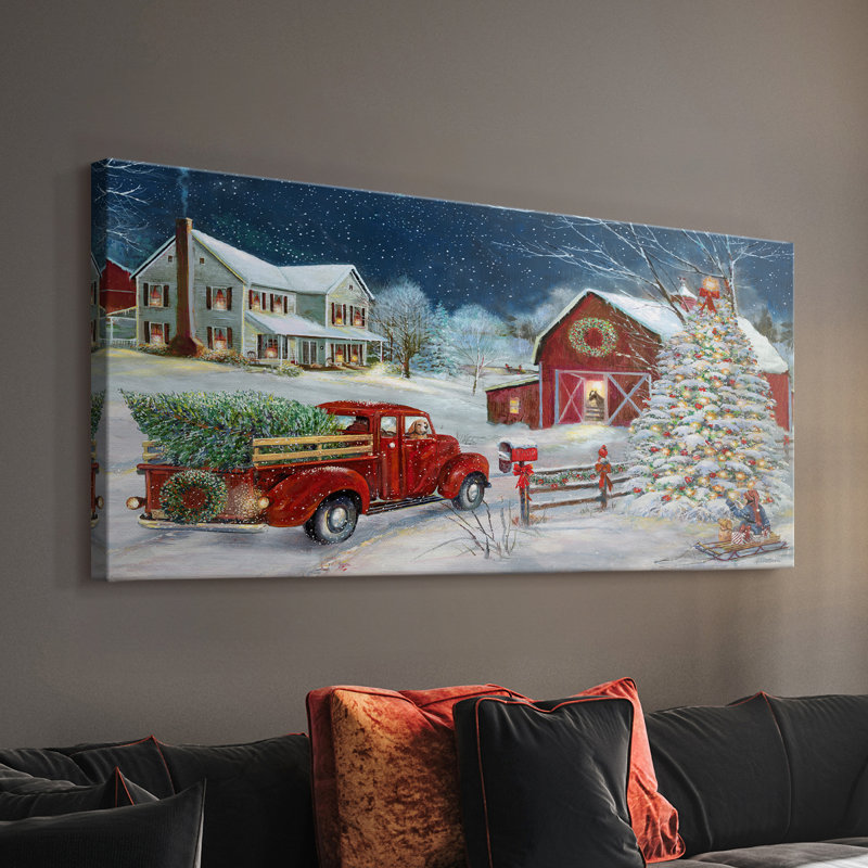Christmas Gathering - Toile tendue avec châssis - Prêt à accrocher, H 16 po x l 32 po