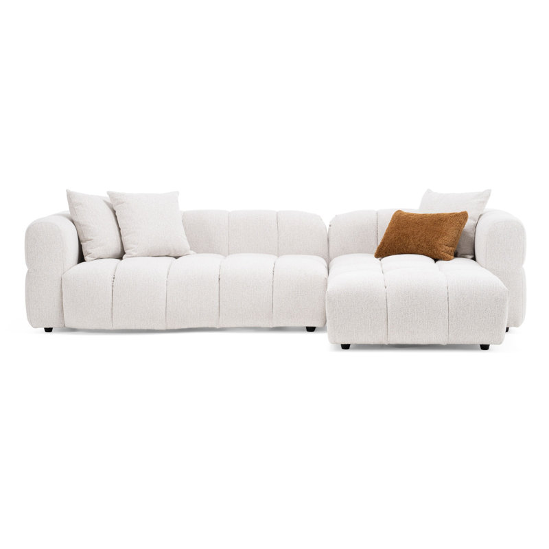 Freya - Modern Beige Fabric Sectional W/ Console